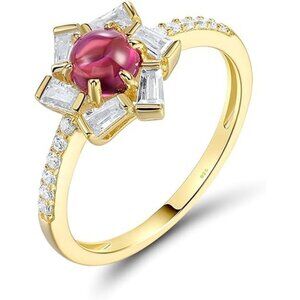Orchid-Red Sterling Silver Gemstone Flower Ring for Women